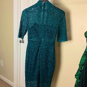 Express teal lace midi dress